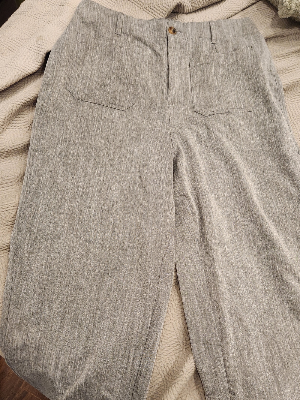 HALARA Light Gray Wide-Leg Linen Blend Pants